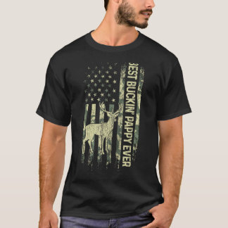 Best Buckin' Pappy Ever Camouflage American Flag F T-Shirt