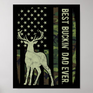 Best Buckin Vater Camouflage American Flag Deer Hu Poster