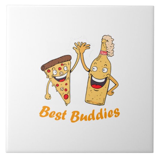 Best Buddies Pizza and Beer Fliese (Vorderseite)