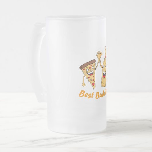 Best Buddies Pizza and Beer Mattglas Bierglas (Vorderseite Links)