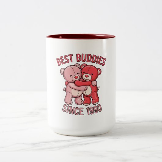 Best Buddies Since 1990 Bear Zweifarbige Tasse (Mittel)