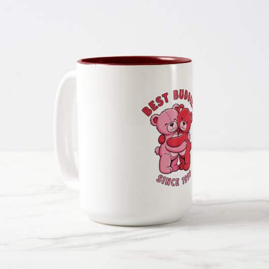 Best Buddies Since 1990 Hugging Teddy Bears Zweifarbige Tasse (Vorderseite Links)