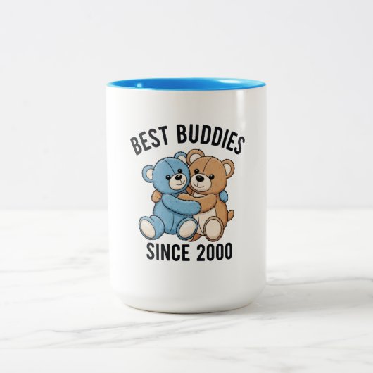 Best Buddies Since 2000 Teddy Bears Zweifarbige Tasse (Mittel)