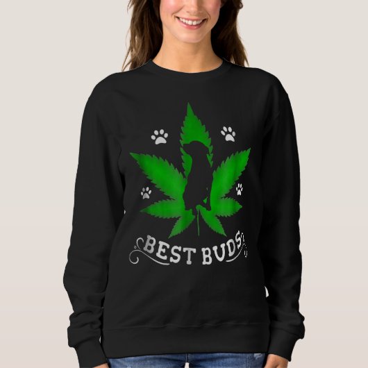 Best Buds Funny Pitbull Weed Dog Sweatshirt (Vorderseite)