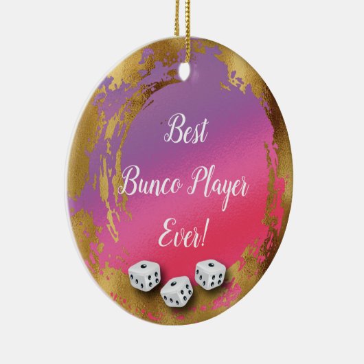 Best Bunco Player Ever Girly Chic Pink Gold Dice Keramik Ornament (Rechts)