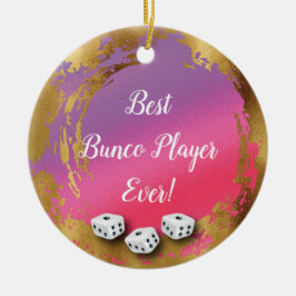 Best Bunco Player Ever Girly Chic Pink Gold Dice Keramik Ornament