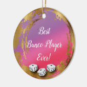 Best Bunco Player Ever Girly Chic Pink Gold Dice Keramik Ornament (Links)