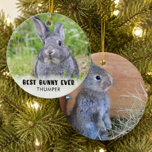 BEST BUNNY EVER Rabbit Foto Personalisiert Keramik Ornament