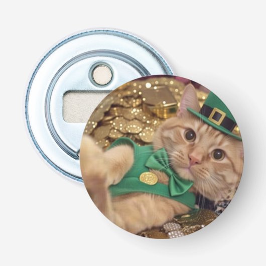 Best Button Bottle Opener with Irish Cat Flaschenöffner (Vorderseite)
