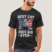 Best Cat Bonus Dad Ever American Flag Patriotic 4t T-Shirt (Vorderseite)