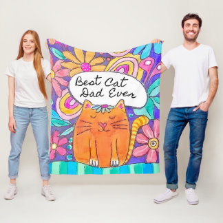 Best Cat Dad Ever Cat Gift for Dad Blanket Fleecedecke