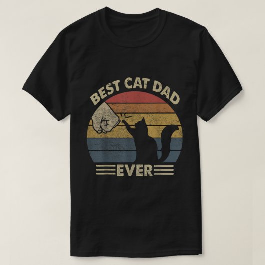 Best Cat Dad Ever Funny Retro Fist Bump T-Shirt (Design vorne)