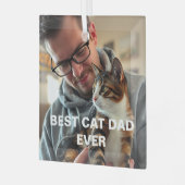 Best Cat Dad Ever – Modern Custom Photo Design Ornament Aus Glas (Vorderseite links)