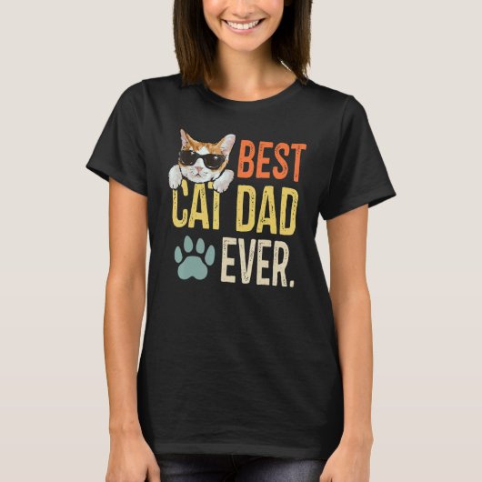 Best Cat Dad Ever Retro Cat Fathers Day T-Shirt (Vorderseite)
