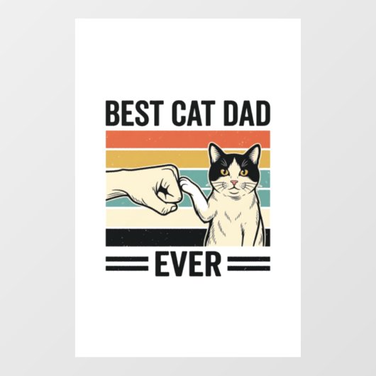 Best Cat Dad Ever Retro Cat Fist Bump Shirt_1 Fensteraufkleber (Blatt)