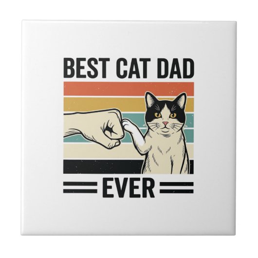 Best Cat Dad Ever Retro Cat Fist Bump Shirt_1 Fliese (Vorderseite)