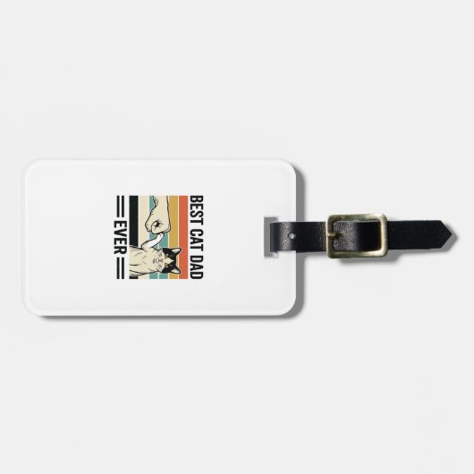 Best Cat Dad Ever Retro Cat Fist Bump Shirt_1 Gepäckanhänger (Vorderseite horizontal)