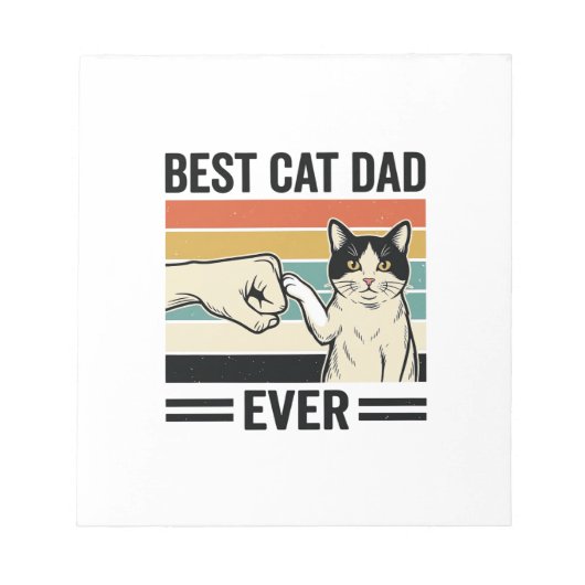 Best Cat Dad Ever Retro Cat Fist Bump Shirt_1 Notizblock (Vorderseite)