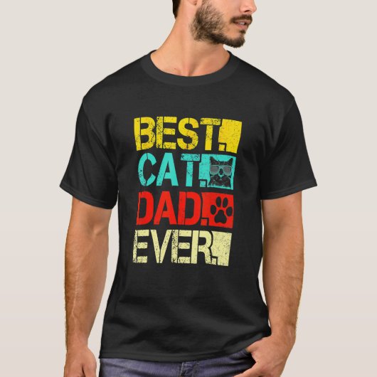 Best Cat Dad Ever Retro Fathers Day Cat T-Shirt (Vorderseite)