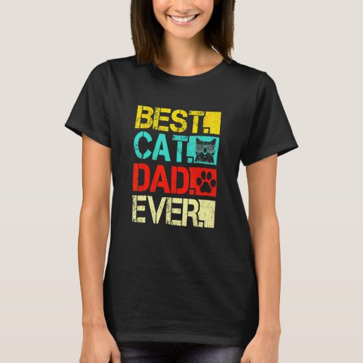 Best Cat Dad Ever Retro Fathers Day Cat T-Shirt (Vorderseite)