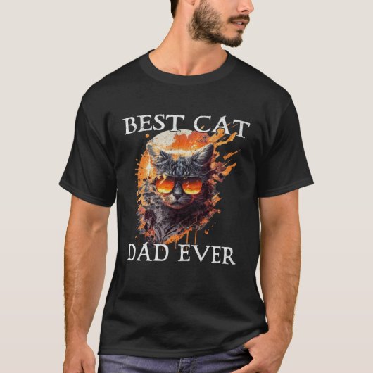 Best Cat Dad Ever Retro Grunge Cat Owner Cat T-Shirt (Vorderseite)