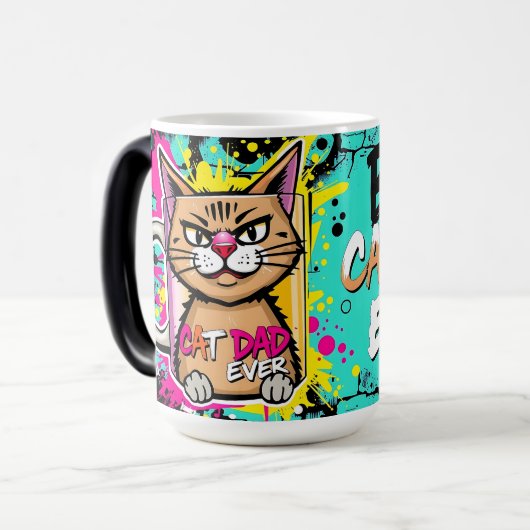 Best Cat Dad Ever – Urban Whisker King Mug Verwandlungstasse (Vorderseite Links)