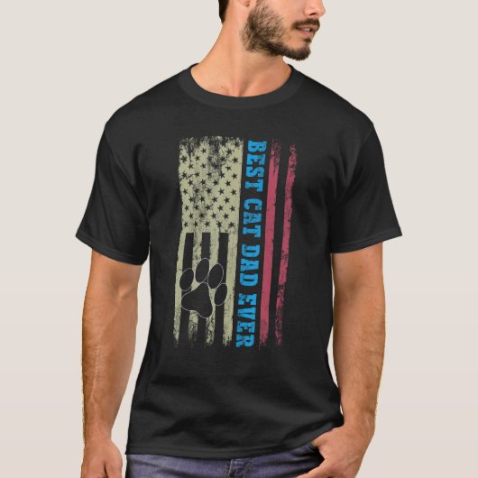 Best Cat Dad Ever With US American Flag Tees Fathe (Vorderseite)
