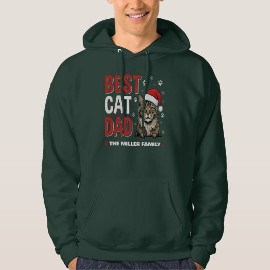 Best Cat Dad Personalized family  name christmas Hoodie (Vorderseite)