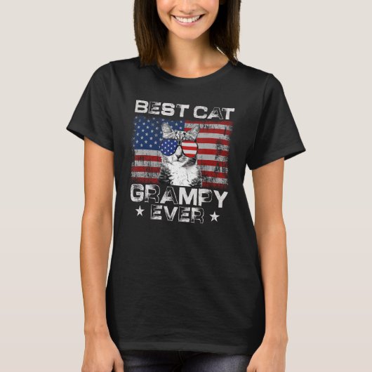 Best Cat Grampy Ever American Flag Patriotic 4th O T-Shirt (Vorderseite)