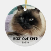BEST CAT je Foto Weißes Overlay Personalisiert Keramik Ornament (Vorne)