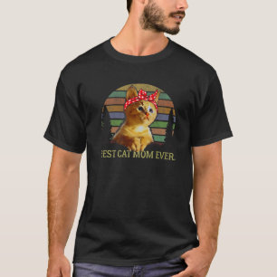 Best Cat Mama Ever Funny Vintag Bandana Cat Lover T-Shirt