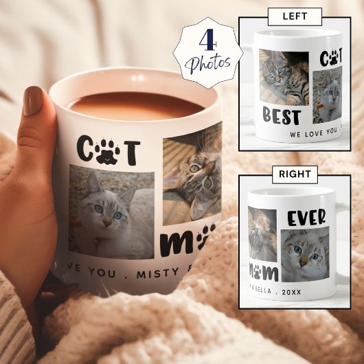 BEST CAT-MAMA JE Foto Collage Personalisiert Kaffeetasse