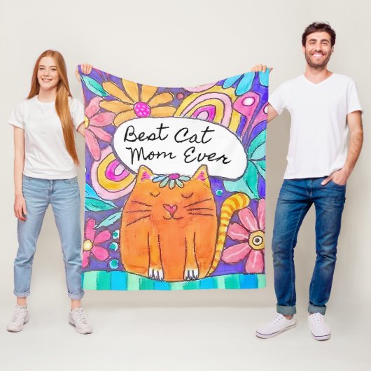 Best Cat Mom Ever Cat Lover Gift for Mom Fleecedecke (Beispiel)