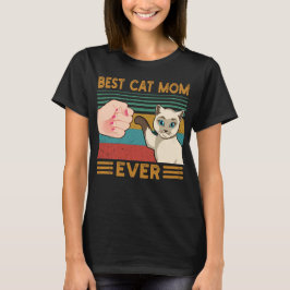 Best Cat Mom Ever Funny Vintage Siamese Cat Mom  T-Shirt