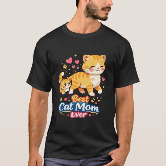 Best Cat Mom Ever Walking With Kitten T-Shirt (Vorderseite)