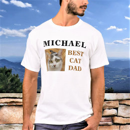 Best Cat Vater Benutzerdefinierter Foto Name Perso T-Shirt