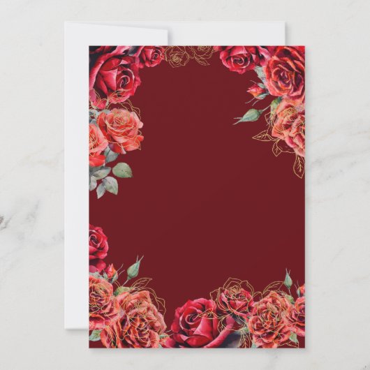 Best Chic Quinceanera - Rote Rose Gold Einladung (Rückseite)