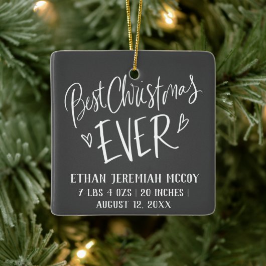 Best Christmas Ever Baby Birth Stats Foto Keramikornament (Baum)