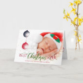 Best Christmas Ever Baby's First Christmas Foto Karte (Gelbe Blume)