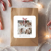 Best Christmas Ever Family Foto Collage Geschenk Quadratischer Aufkleber
