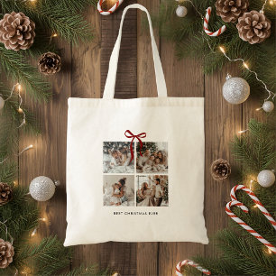 Best Christmas Ever Family Foto Collage Geschenk Tragetasche