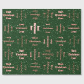 Best Christmas Ever grün Geschenkpapier (Flach)