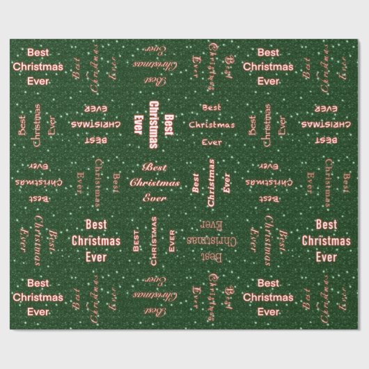 Best Christmas Ever grün Geschenkpapier (Flach)
