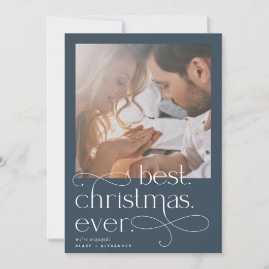 Best Christmas Ever Holiday Verlobung Ankündigung (Vorderseite)