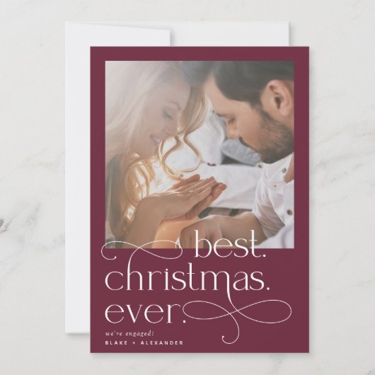 Best Christmas Ever Holiday Verlobung Ankündigung (Vorderseite)