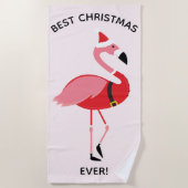 Best Christmas Ever Pink Flamingo Santa Strandtuch (Vorderseite)