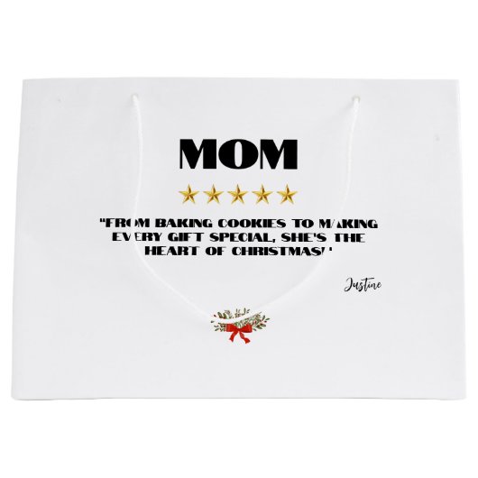 Best Christmas Mama 5-Star Review Design bestellba Große Geschenktüte (Vorderseite)