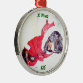 BEST CHRISTMAS TREIBORNMENTS - MINI DACKEL ELF ORNAMENT AUS METALL (Rechts)