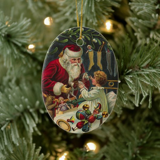 Best Christmas Wishes Victorian Santa with Child Keramik Ornament (Baum)