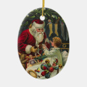 Best Christmas Wishes Victorian Santa with Child Keramik Ornament (Vorne)